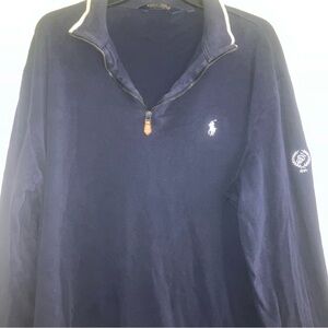 Polo Golf Ralph Lauren 1/4 Zip Pullover Sweater Navy Blue White Men’s Large 1896